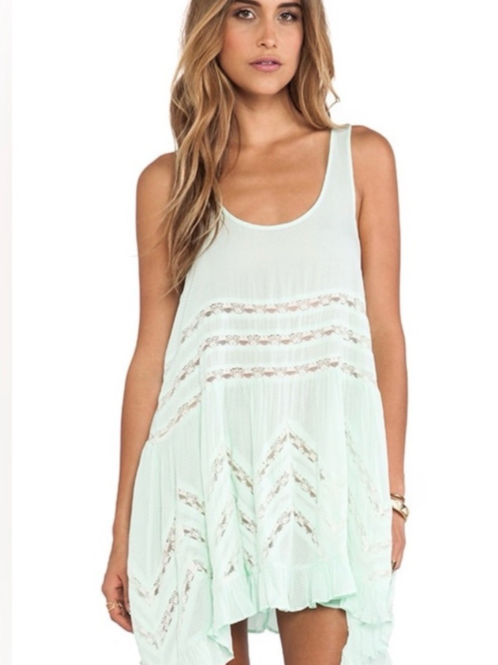 Free People Voile mint green dress size Large (Bin 077)